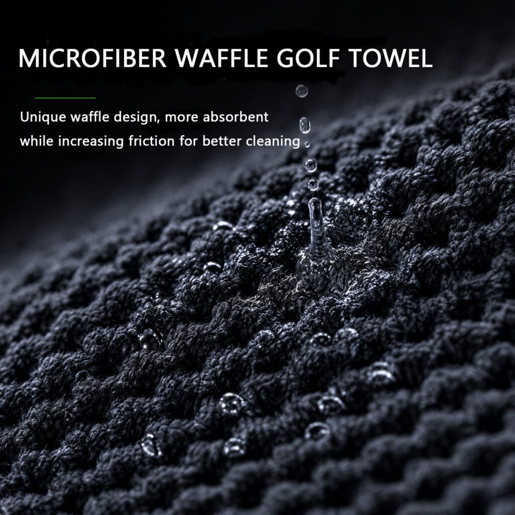 Microfiber Waffle Embroidered Golf Towels — Hem or edge construction