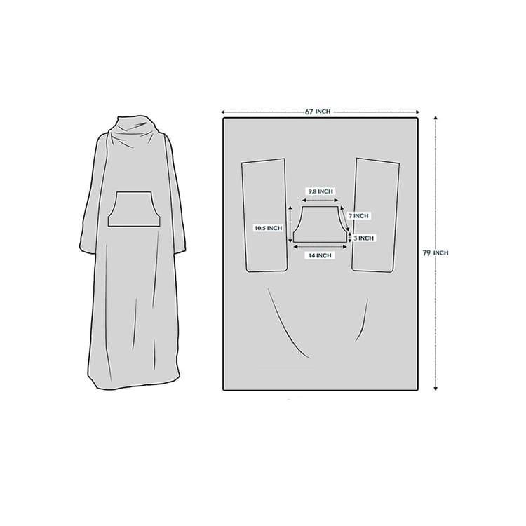 For Women Men Long Wearable Blanket Hoodie — Hem or edge construction